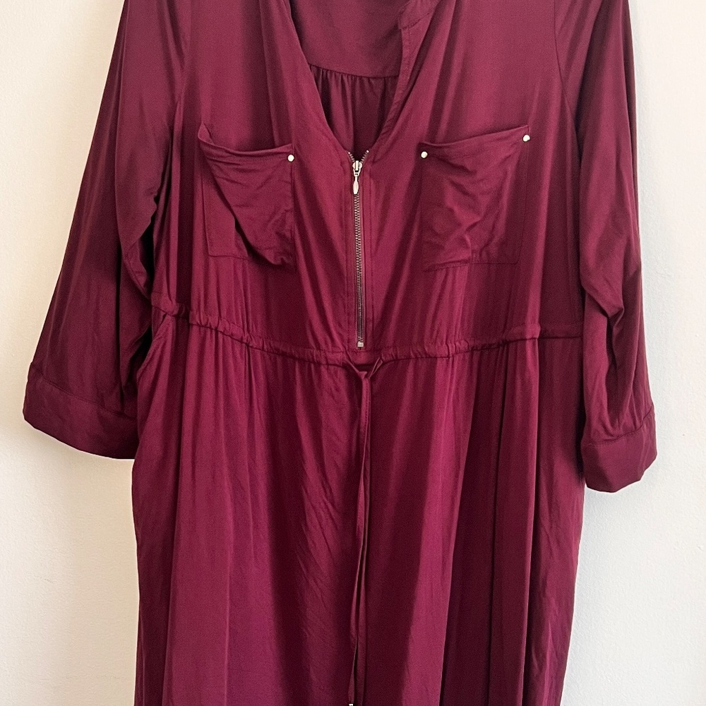 Torrid Maroon Challis Shirt Dress Size 2